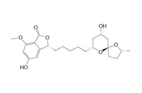 (3R)-5-Hydroxy-3-{5-[(2R,5S,7R,9S)-9-hydroxy-2-meth-yl-1,6-dioxaspiro[4.5]dec-7-yl]pentyl}-7-methoxy-2-benzofuran-1(3H)-one