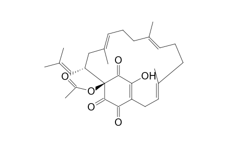 2,5-[3',7',11-Trimethyl-1'-(isobut-1"'-enyl)trideca-3',7',11-triene-1',13-diyl]-2-acetoxy-6-hydroxy-(tetrahydro)-benzene-1,3,4-trione