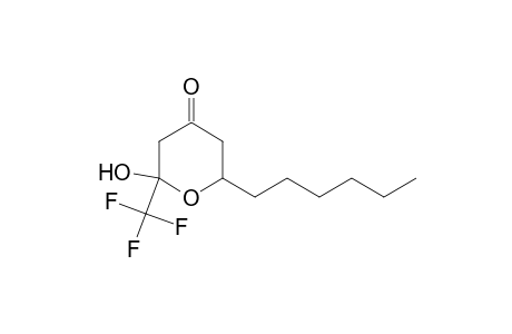 6-hexyl-2-hydroxy-2-(trifluoromethyl)-4-oxanone
