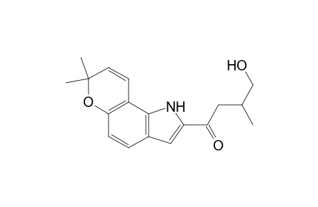 1-Butanone, 1-(1,7-dihydro-7,7-dimethylpyrano[2,3-g]indol-2-yl)-4-hydroxy-3-methyl-