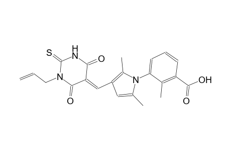 3-{3-[(E)-(1-allyl-4,6-dioxo-2-thioxotetrahydro-5(2H)-pyrimidinylidene)methyl]-2,5-dimethyl-1H-pyrrol-1-yl}-2-methylbenzoic acid