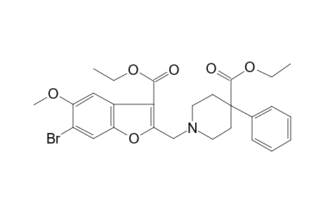 1-[(6-bromo-3-carbethoxy-5-methoxy-benzofuran-2-yl)methyl]-4-phenyl-isonipecotic acid ethyl ester