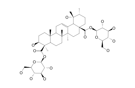 MUSSAENDOSIDE-V;3-BETA,19-ALPHA-DIHYDROXY-URS-12-EN-24,28-DIOIC-ACID-24,28-DI-O-BETA-D-GLUCOPYRANOSIDE