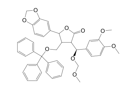 3-[3',4'-Dimethoxy-.alpha.-R-(methoxymethoxy)benzyl]-4-[(trityloxy)methyl]-5-(3",4"-methylenedioxyphenyl)-tetrahydrofuran-2-one