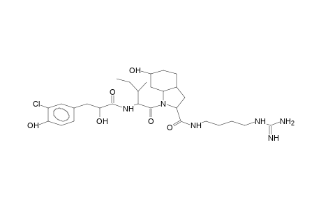 1H-INDOLE-2-CARBOXAMIDE, N-[4-[(AMINOIMINOETHYL)AMINO]BUTYL]OCTAHYDRO-1-[2-[[2-HYDROXY-3-(3-CHLORO-4-HYDROXYPHENYL)-1-OXOPROPYL]AMINO]-3-METHYL-1-OXOPENTYL]-6-(SULFOOXY)-