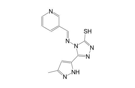 5-(3-methyl-1H-pyrazol-5-yl)-4-{[(E)-3-pyridinylmethylidene]amino}-4H-1,2,4-triazole-3-thiol