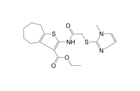 4H-cyclohepta[b]thiophene-3-carboxylic acid, 5,6,7,8-tetrahydro-2-[[[(1-methyl-1H-imidazol-2-yl)thio]acetyl]amino]-, ethyl ester