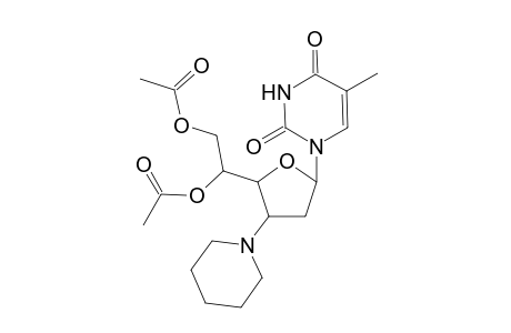 1-(5,6-Di-O-acetyl-2,3-dideoxy-3-piperidino-.alpha.,D-ribo-hexofuranosyl)thymine