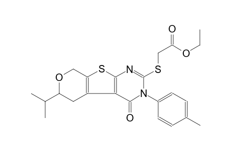 ethyl {[6-isopropyl-3-(4-methylphenyl)-4-oxo-3,5,6,8-tetrahydro-4H-pyrano[4',3':4,5]thieno[2,3-d]pyrimidin-2-yl]sulfanyl}acetate