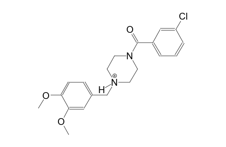 1-(3-chlorobenzoyl)-4-(3,4-dimethoxybenzyl)piperazin-4-ium