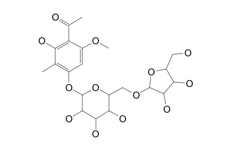 2,4-DIHYDROXY-6-METHOXY-3-METHYLACETOPHENONE_4-O-ALPHA-L-ARABINOFURANOSYL-(1->6)-BETA-D-GLUCOPYRANOSIDE