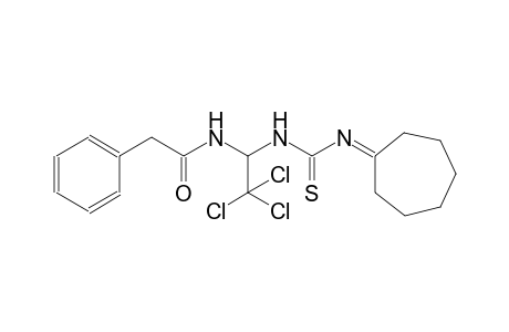 2-phenyl-N-(2,2,2-trichloro-1-{[(cycloheptylideneamino)carbothioyl]amino}ethyl)acetamide