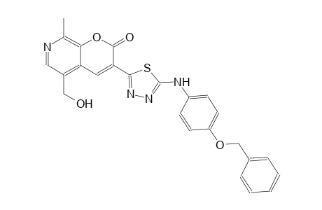 3-{5-[4-(benzyloxy)anilino]-1,3,4-thiadiazol-2-yl}-5-(hydroxymethyl)-8-methyl-2H-pyrano[2,3-c]pyridin-2-one