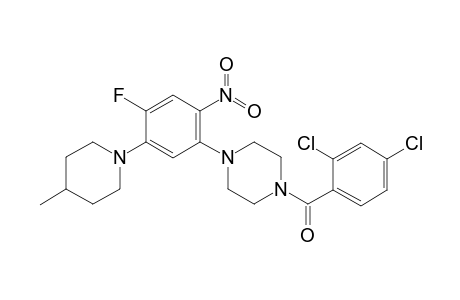 (2,4-dichlorophenyl)-[4-[4-fluoranyl-5-(4-methylpiperidin-1-yl)-2-nitro-phenyl]piperazin-1-yl]methanone