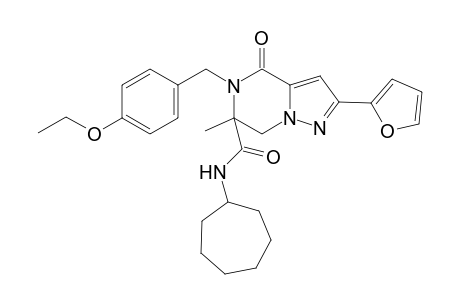 Pyrazolo[1,5-a]pyrazine-6-carboxamide, N-cycloheptyl-5-[(4-ethoxyphenyl)methyl]-2-(2-furanyl)-4,5,6,7-tetrahydro-6-methyl-4-oxo-