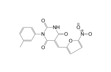2,4,6(1H,3H,5H)-pyrimidinetrione, 1-(3-methylphenyl)-5-[(5-nitro-2-furanyl)methylene]-, (5E)-