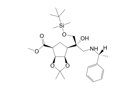 (1R,2S,3R,4S,1'S)-(+)-1-(1'-tert-Butyldimethylsiloxymethyl-1'-hydroxymethyl-1'-[(R)-.alpha.-methylbenzylaminomethyl])-2,3-isopropylidenedioxycyclopentane-1-carboxylate acid methyl ester