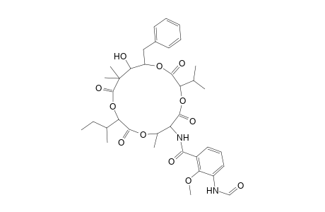 o-Anisamide, N-(15-benzyl-10-sec-butyl-14-hydroxy-3-isopropyl-7,13,13-trimethyl-2,5,9,12-tetraoxo-1,4,8,11-tetraoxacyclopentadec-6-yl)-3-formamido-