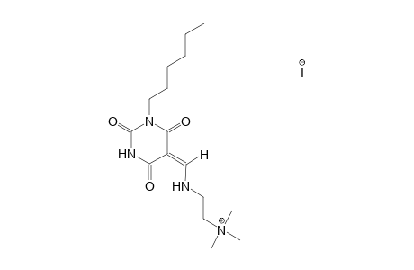 2-{[(E)-(1-hexyl-2,4,6-trioxotetrahydro-5(2H)-pyrimidinylidene)methyl]amino}-N,N,N-trimethylethanaminium iodide