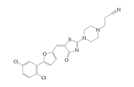 3-[4-((5E)-5-{[5-(2,5-dichlorophenyl)-2-furyl]methylene}-4-oxo-4,5-dihydro-1,3-thiazol-2-yl)-1-piperazinyl]propanenitrile