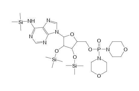 4',5',N-tri(trimethylsilyl)-(2'-oxa-3'-adeninyl-4',5'-dihydroxy-cyclopentyl)-methyl-p,p-di((1-aza-4-oxa-cyclohexyl)amino)-phoshoate