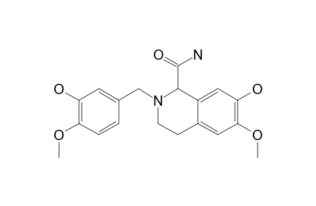 1-CARBAMOYL-2-(3'-HYDROXY-4'-METHOXYBENZYL)-7-HYDROXY-6-METHOXY-1,2,3,4-TETRAHYDROISOQUINOLINE