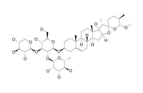 SNF-3;#3;3-O-ALPHA-L-RHAMNOPYRANOSYL-(1->2)-[BETA-D-XYLOPYRANOSYL-(1->3)]-BETA-D-GLUCOPYPYRANOSYL-(25R,26R)-26-O-METHYL-SPIROST-5-ENE-3-BETA,17-ALPHA,26-TRIOL