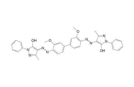 o-Dianisidine=>(2 mol)3-methyl-1-phenyl-5-pyrazolon