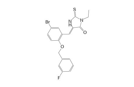 (5Z)-5-{5-bromo-2-[(3-fluorobenzyl)oxy]benzylidene}-3-ethyl-2-thioxo-4-imidazolidinone