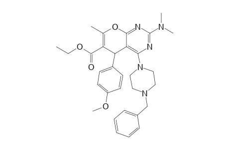 2-(dimethylamino)-5-(4-methoxyphenyl)-7-methyl-4-[4-(phenylmethyl)-1-piperazinyl]-5H-pyrano[2,3-d]pyrimidine-6-carboxylic acid ethyl ester