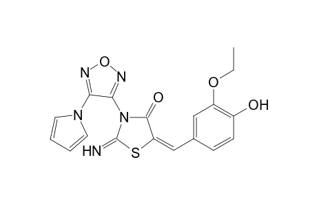 (5E)-2-azanylidene-5-[(3-ethoxy-4-oxidanyl-phenyl)methylidene]-3-(4-pyrrol-1-yl-1,2,5-oxadiazol-3-yl)-1,3-thiazolidin-4-one