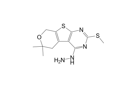 4-hydrazino-6,6-dimethyl-2-(methylsulfanyl)-5,8-dihydro-6H-pyrano[4',3':4,5]thieno[2,3-d]pyrimidine
