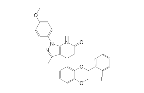 6H-pyrazolo[3,4-b]pyridin-6-one, 4-[2-[(2-fluorophenyl)methoxy]-3-methoxyphenyl]-1,4,5,7-tetrahydro-1-(4-methoxyphenyl)-3-methyl-
