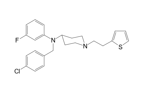 N-(4-Chlorobenzyl)-N-(3-fluorophenyl)-1-[2-(thiophen-2-yl)ethyl]piperidin-4-amine