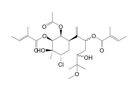 1.beta.-Acetoxy-2.beta.,8-diangeloyloxy-3.beta.,10-dihydroxy-4.alpha.-chloro-11-methoxybisabol-7(14)-ene