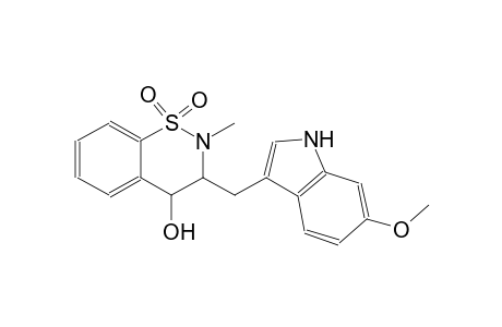 2H-1,2-benzothiazin-4-ol, 3,4-dihydro-3-[(6-methoxy-1H-indol-3-yl)methyl]-2-methyl-, 1,1-dioxide