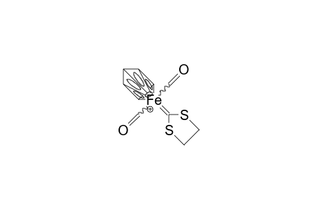 Cyclopentadienyl-dicarbonyl-(1,3-dithiolan-2-ylidene) iron cation