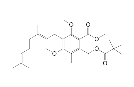 2-Geranyl-6-methyl-4-methoxycarbonyl-5-pivaloyloxymethyl resoricinol dimethyl ether