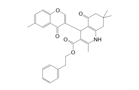 3-quinolinecarboxylic acid, 1,4,5,6,7,8-hexahydro-2,7,7-trimethyl-4-(6-methyl-4-oxo-4H-1-benzopyran-3-yl)-5-oxo-, 2-phenylethyl ester