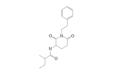 JULOCROTINE;2-[N-(2-METHYLBUTANOYL)]-N-PHENYLETHYL-GLUTARIMIDE
