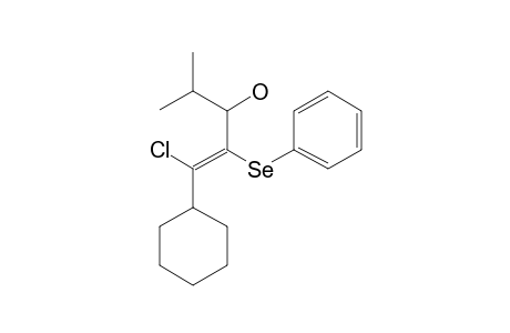 E-1-CYCLOHEXYL-1-CHLORO-2-PHENYLSELENO-4-METHYL-1-PENTEN-3-OL