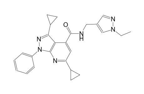 3,6-dicyclopropyl-N-[(1-ethyl-1H-pyrazol-4-yl)methyl]-1-phenyl-1H-pyrazolo[3,4-b]pyridine-4-carboxamide