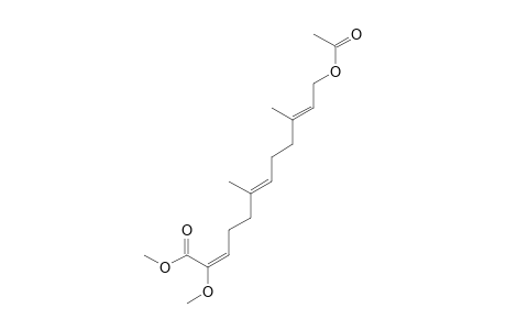 2-Methoxy-6,10-dimethyl-dodeca-2E,6Z,10Z-trienoic acid, 12-acetoxy-, methyl ester