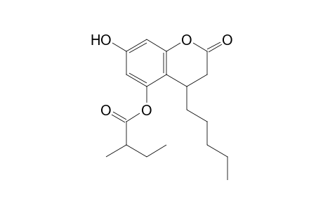 Butanoic acid, 2-methyl-, 3,4-dihydro-7-hydroxy-2-oxo-4-pentyl-2H-1-benzopyran-5-yl ester