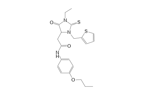 2-[1-ethyl-5-oxo-3-(2-thienylmethyl)-2-thioxo-4-imidazolidinyl]-N-(4-propoxyphenyl)acetamide