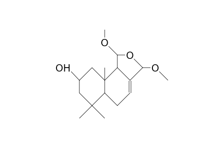 8a-Hydroxy-1,3-dimethoxy-6,6,9a-trimethyl-1,2,5,5a,6,7,8,9,9a,9b-decahydro-naphtho(1,2-C)furan