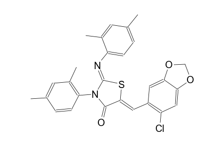 (2Z,5Z)-5-[(6-chloro-1,3-benzodioxol-5-yl)methylene]-3-(2,4-dimethylphenyl)-2-[(2,4-dimethylphenyl)imino]-1,3-thiazolidin-4-one