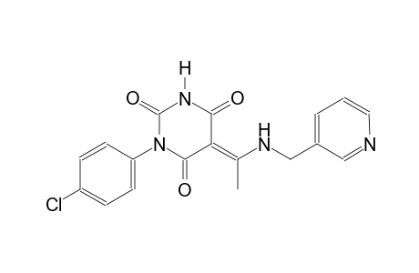 (5E)-1-(4-chlorophenyl)-5-{1-[(3-pyridinylmethyl)amino]ethylidene}-2,4,6(1H,3H,5H)-pyrimidinetrione