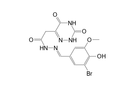 1,2,4-triazine-6-acetic acid, 2,3,4,5-tetrahydro-3,5-dioxo-, 2-[(E)-(3-bromo-4-hydroxy-5-methoxyphenyl)methylidene]hydrazide