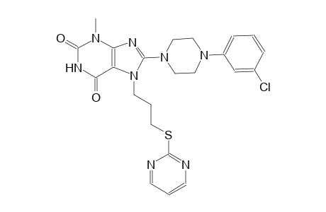 8-[4-(3-chlorophenyl)-1-piperazinyl]-3-methyl-7-[3-(2-pyrimidinylsulfanyl)propyl]-3,7-dihydro-1H-purine-2,6-dione
